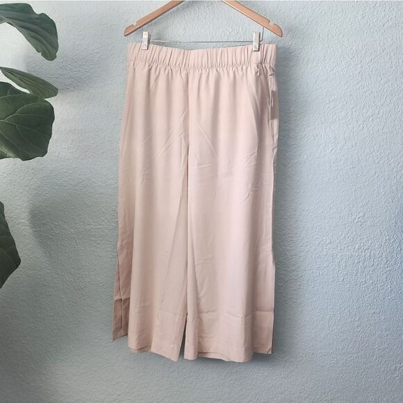 Soft surroundings side zip pock wide leg slit cropped minimalist lagenlook pants - Picture 2 of 16